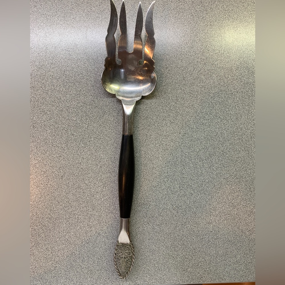 SERVING FORK| Antique| silver plated| ebony handle